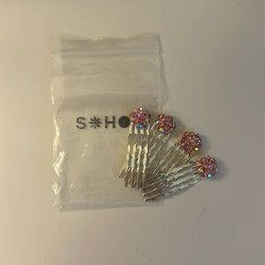 Soho Pink Crystal Cluster Barrettes - 4
